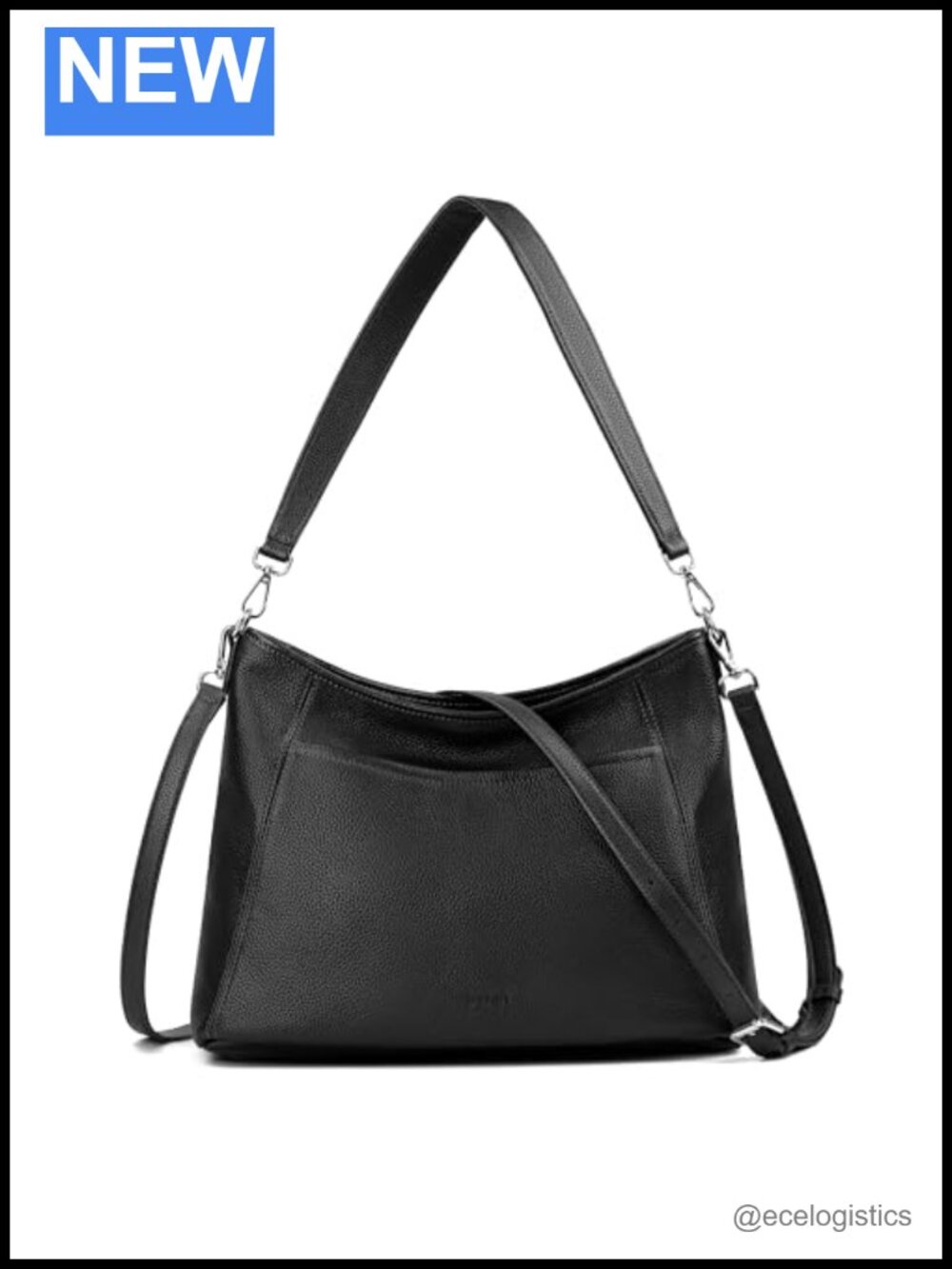 Genuine Leather Hobo Crossbody Bag with 2 Detachable Straps